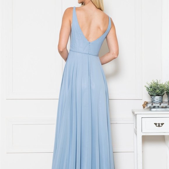 Burnt Orange Chiffon A-Line Wedding Party Evening Long Maxi Dress Gown AC7008 - Picture 6 of 8